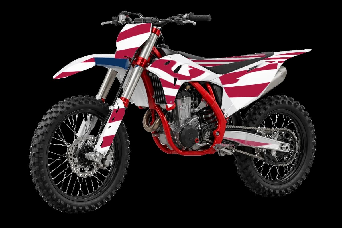 American flag style dirt bike graphics kit on a GasGas MC 250F