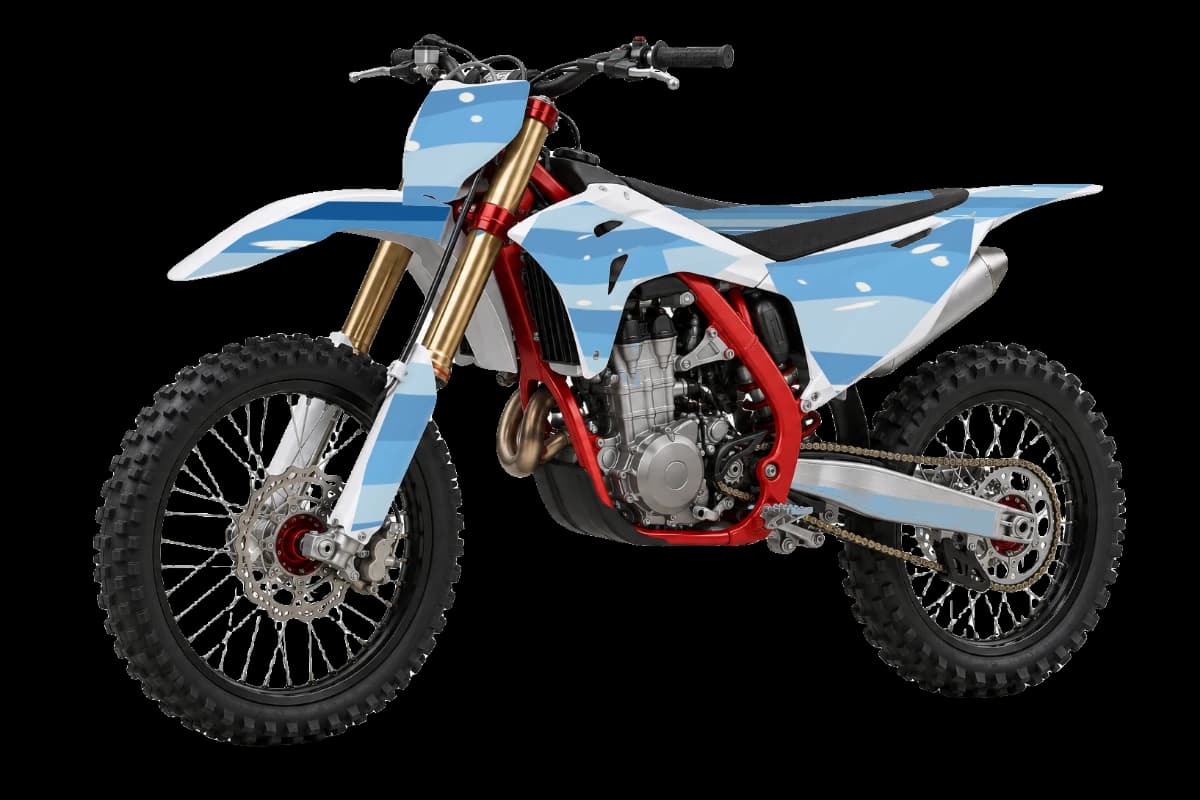 Big Surf style dirt bike graphics kit on a GasGas MC 450F