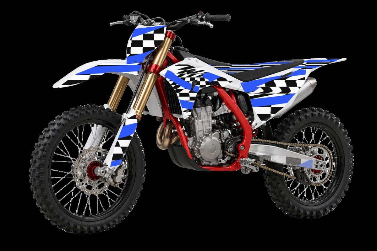 Checkered style dirt bike graphics kit for GasGas
