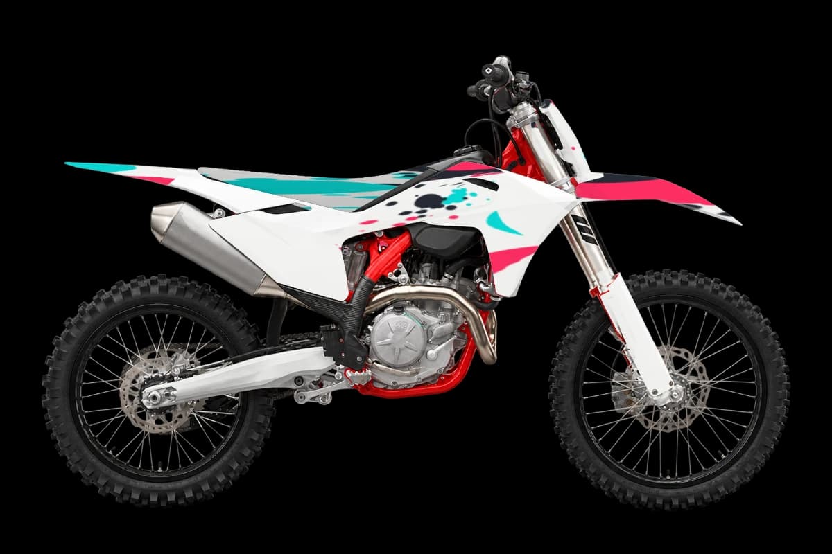 Paint splatter graphics on a GasGas MC 450F