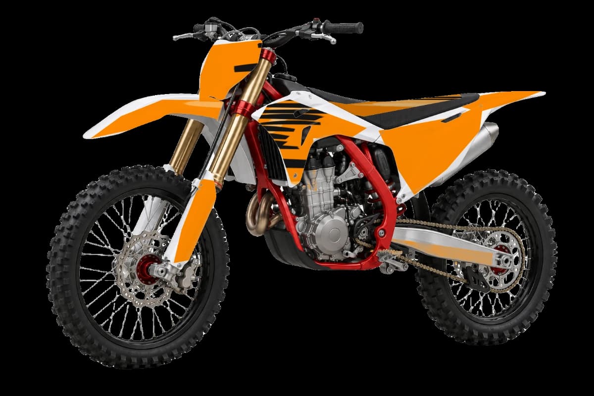 Tiger Claw style dirt bike graphics kit on a GasGas MC 450F