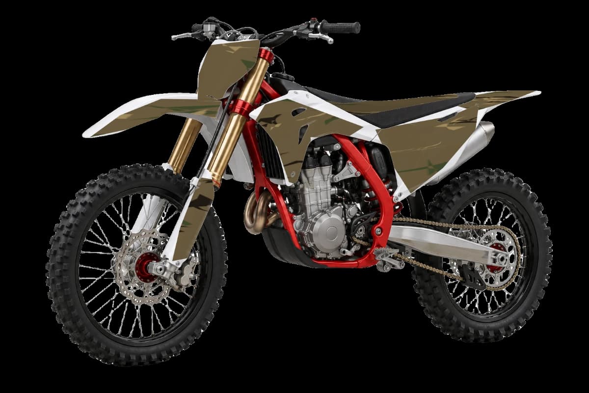 Woodland camo graphics on a GasGas MC 450F