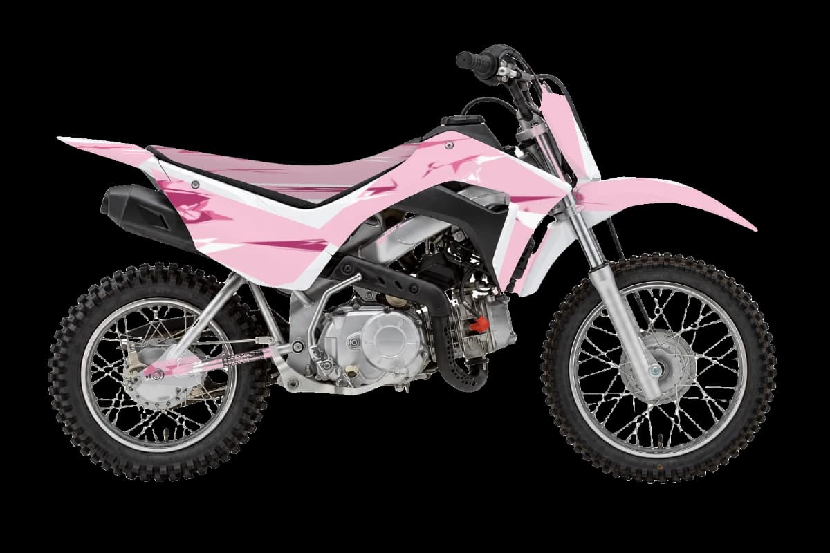 Pink camo style dirt bike graphics kit