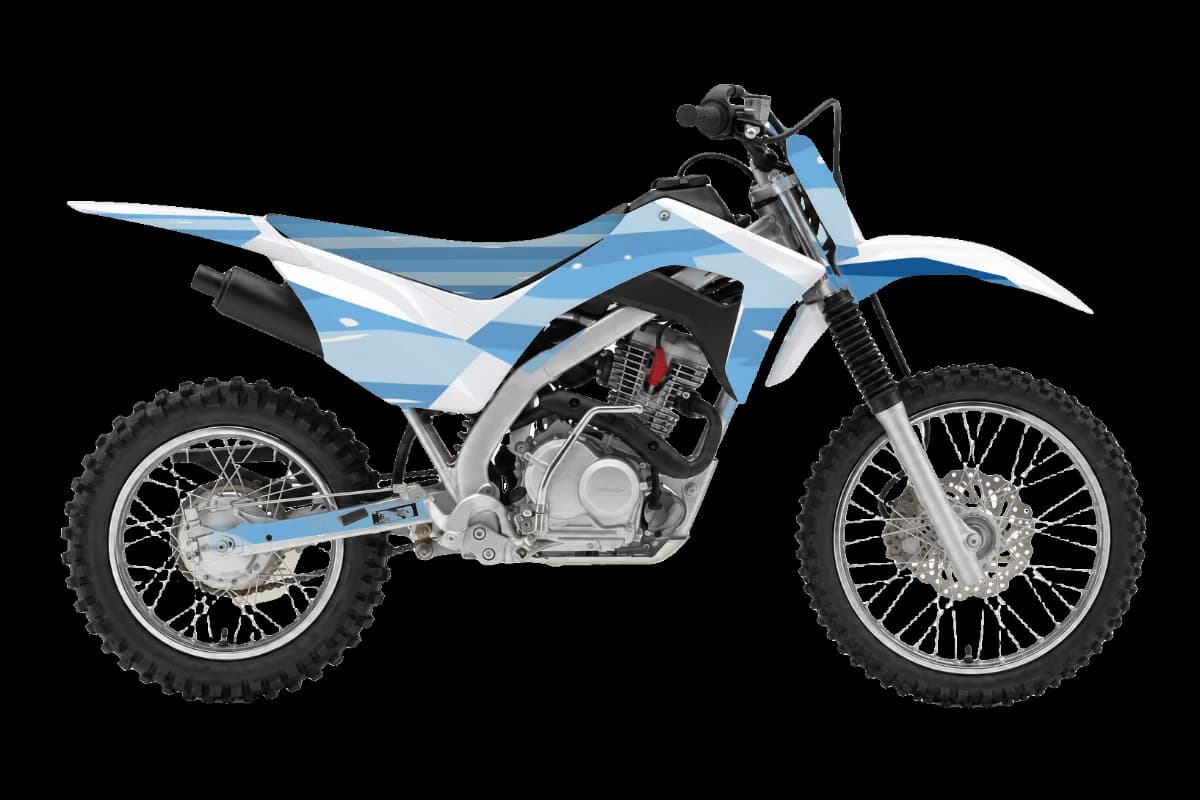 Wave style dirt bike graphics kit on a Honda CRF125F