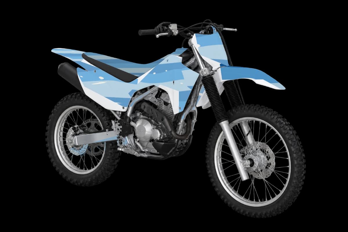 Wave style dirt bike graphics kit on a Honda CRF300F