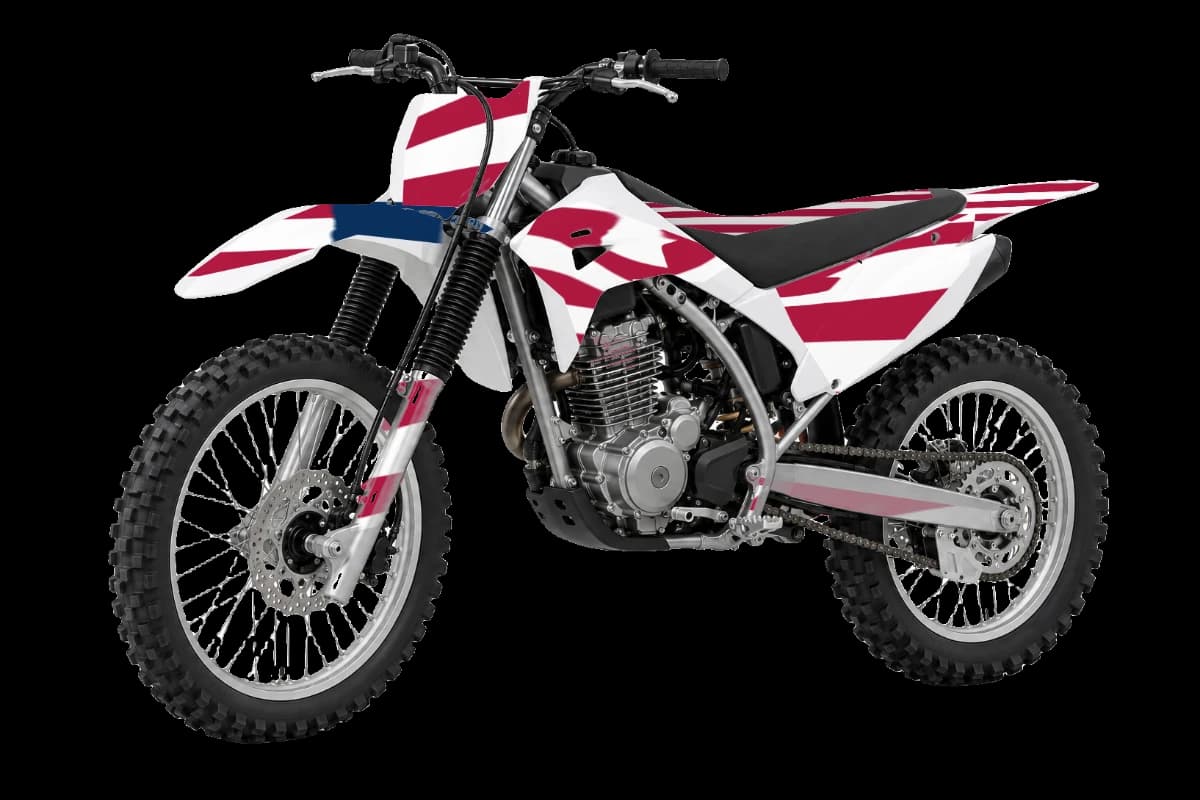 American flag style dirt bike graphics kit on a Honda CRF300F