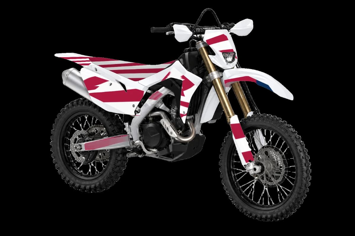 American flag style dirt bike graphics kit on a Honda CRF450X