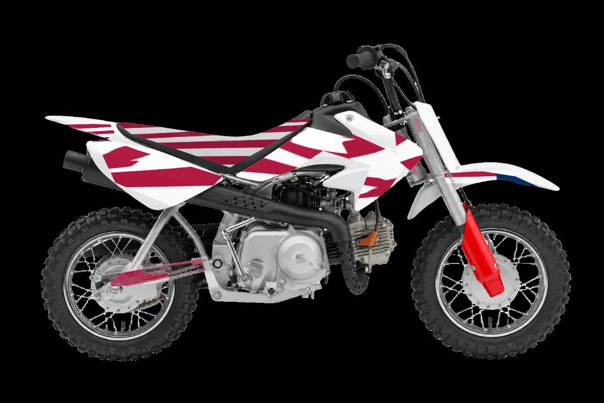 American flag style dirt bike graphics kit on a Honda CRF50F
