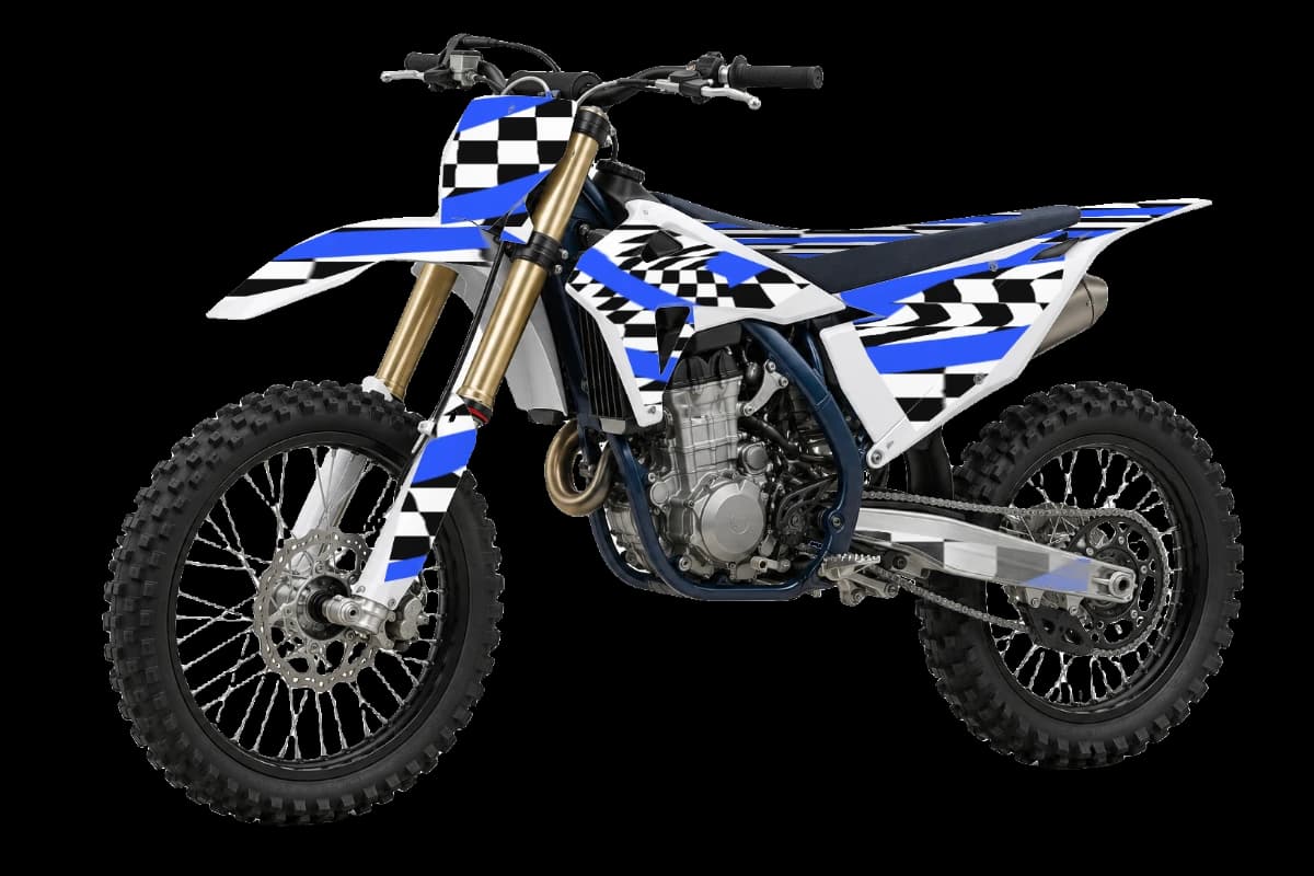 Checkered style dirt bike graphics kit