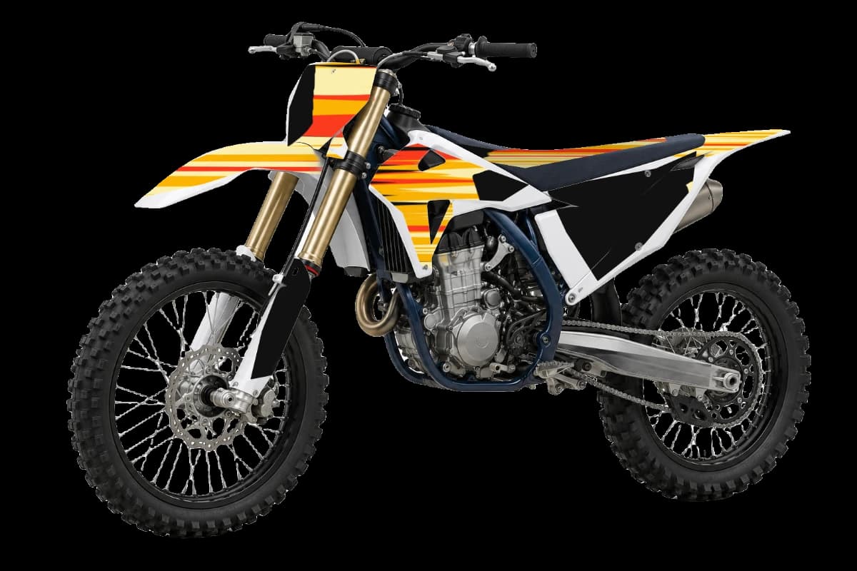 Inferno style dirt bike graphics kit on a Husqvarna FC 450