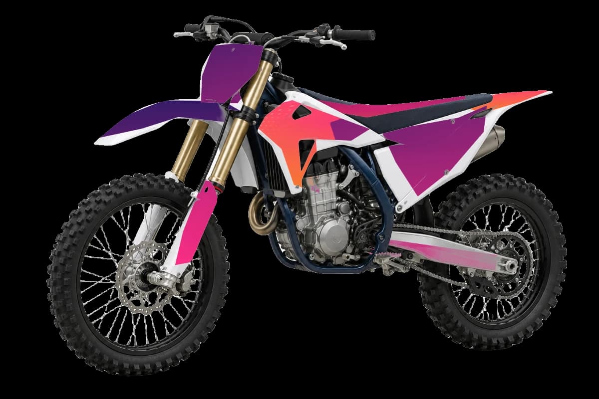 Gradient fade style dirt bike graphics kit on a Husqvarna FC 450