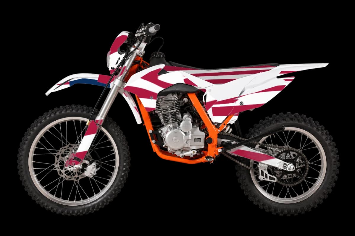 American flag style dirt bike graphics kit on a Kayo K2