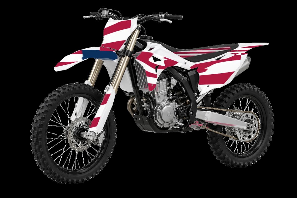 American flag style dirt bike graphics kit on a Kayo K5