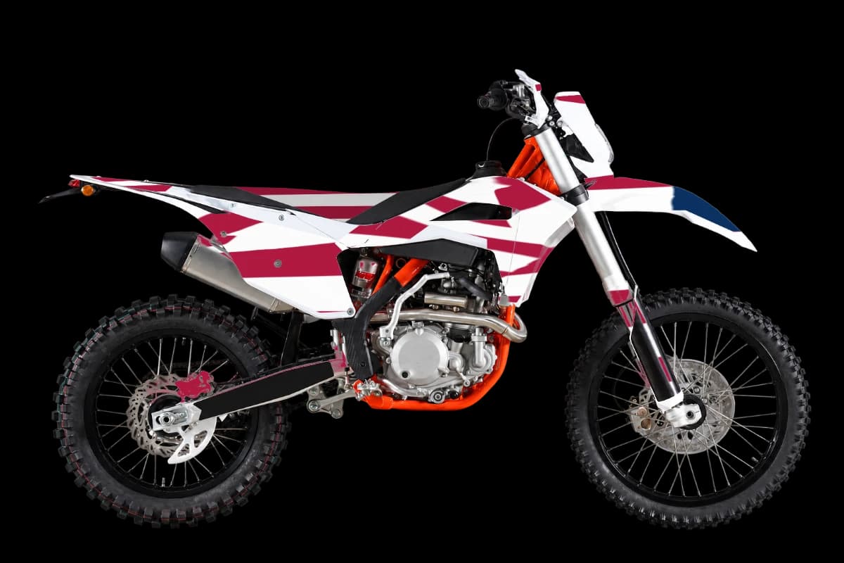 American flag style dirt bike graphics kit on a Kayo K6