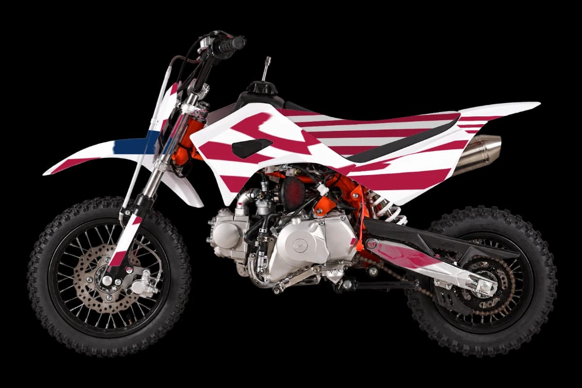 American flag style dirt bike graphics kit on a Kayo TS90