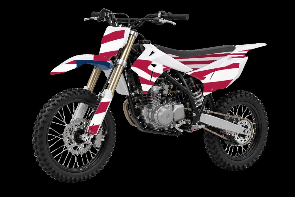 American flag style dirt bike graphics kit on a Kayo TT160