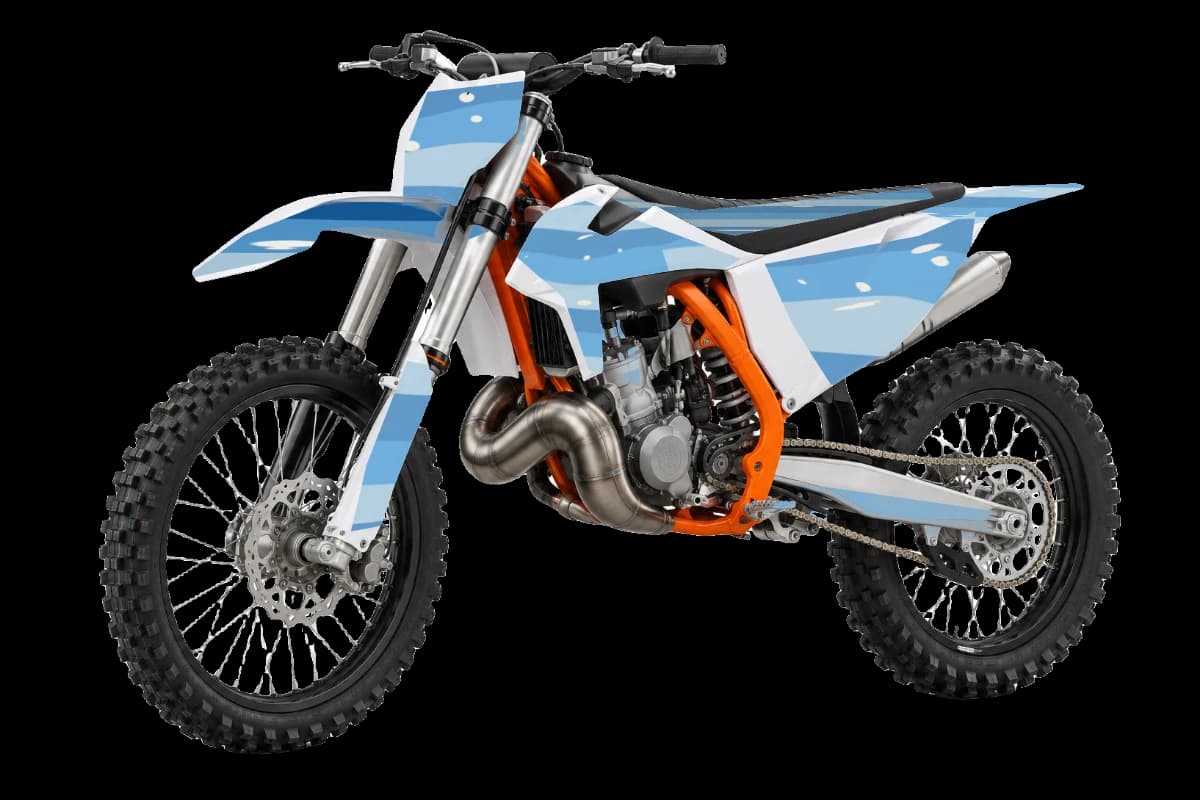 Big Surf style dirt bike graphics kit on a KTM 125 SX