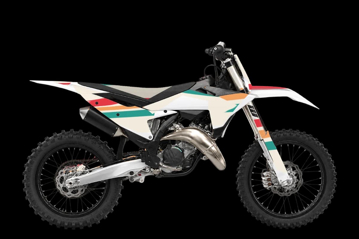 Retro style dirt bike graphics kit on a KTM 125 SX