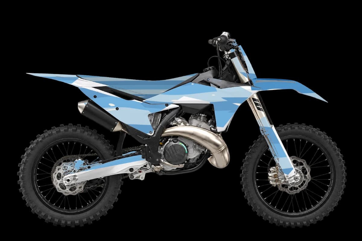Wave style dirt bike graphics kit on a KTM 250 SX