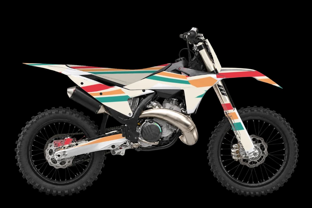 Retro style dirt bike graphics kit on a KTM 250 SX