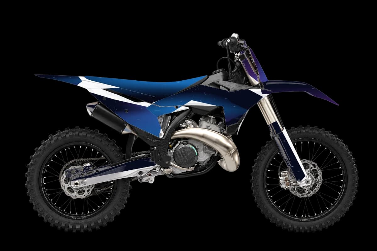 Galaxy graphics kit on a KTM 300 SX, front angle, gloss finish