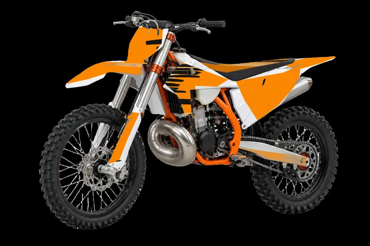 Tiger Claw style dirt bike graphics kit on a KTM 300 SX