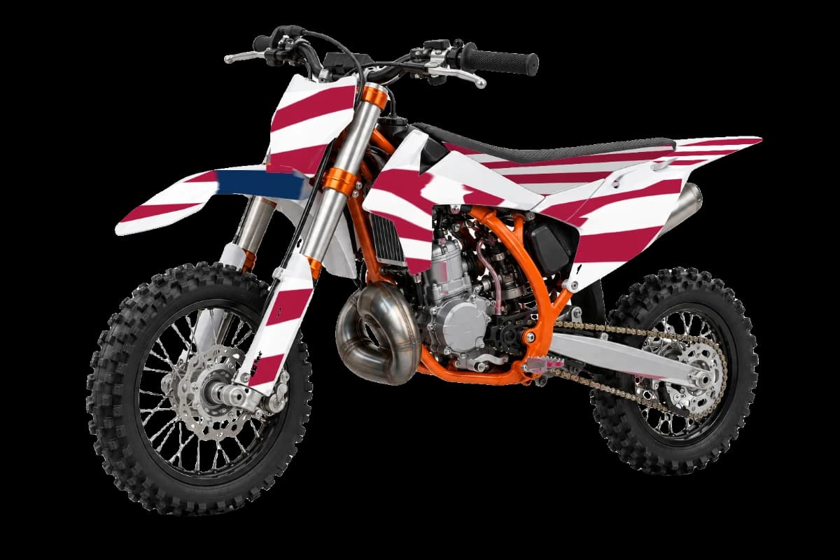 American flag style dirt bike graphics kit on a KTM 50 SX