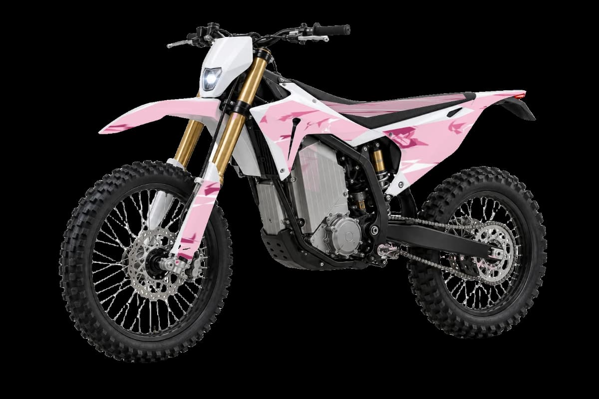 Pink camo style dirt bike graphics kit