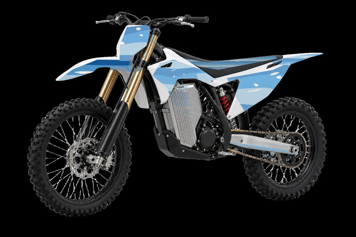 Big Surf style dirt bike graphics kit on a Stark Varg MX