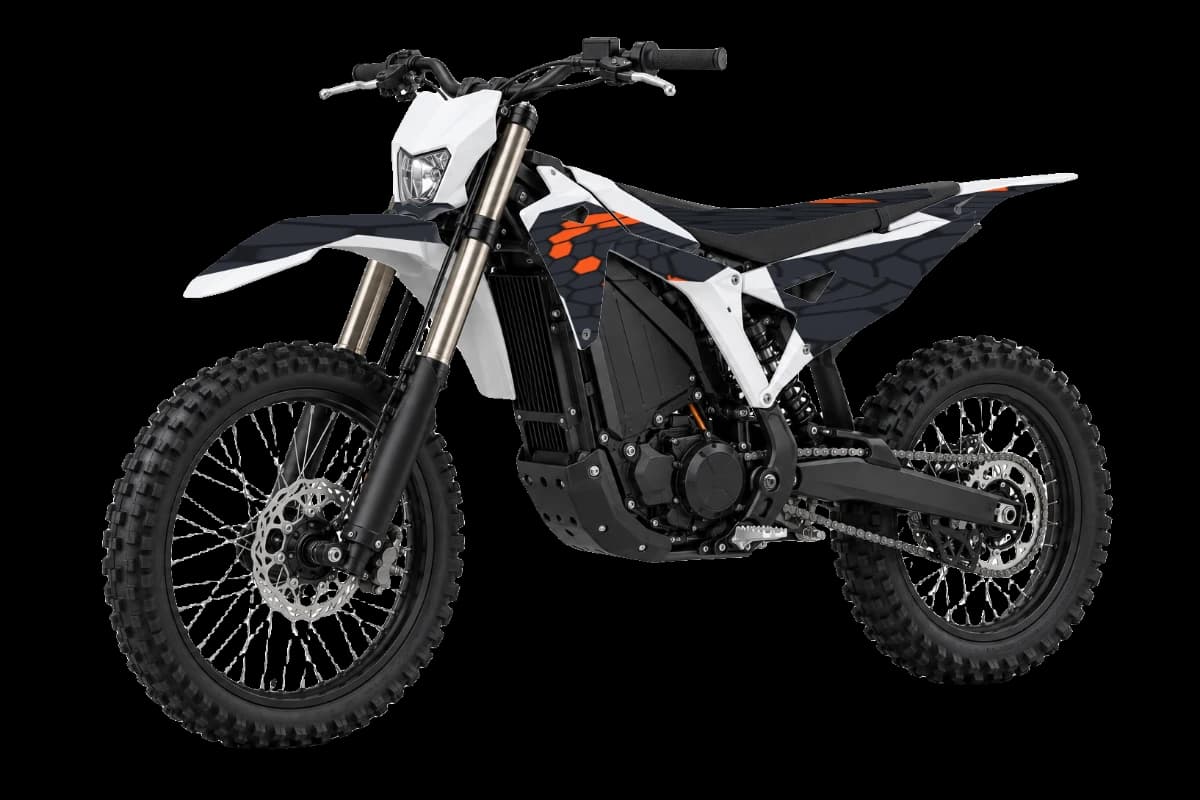 Honeycomb style dirt bike graphics kit on a Talaria Komodo