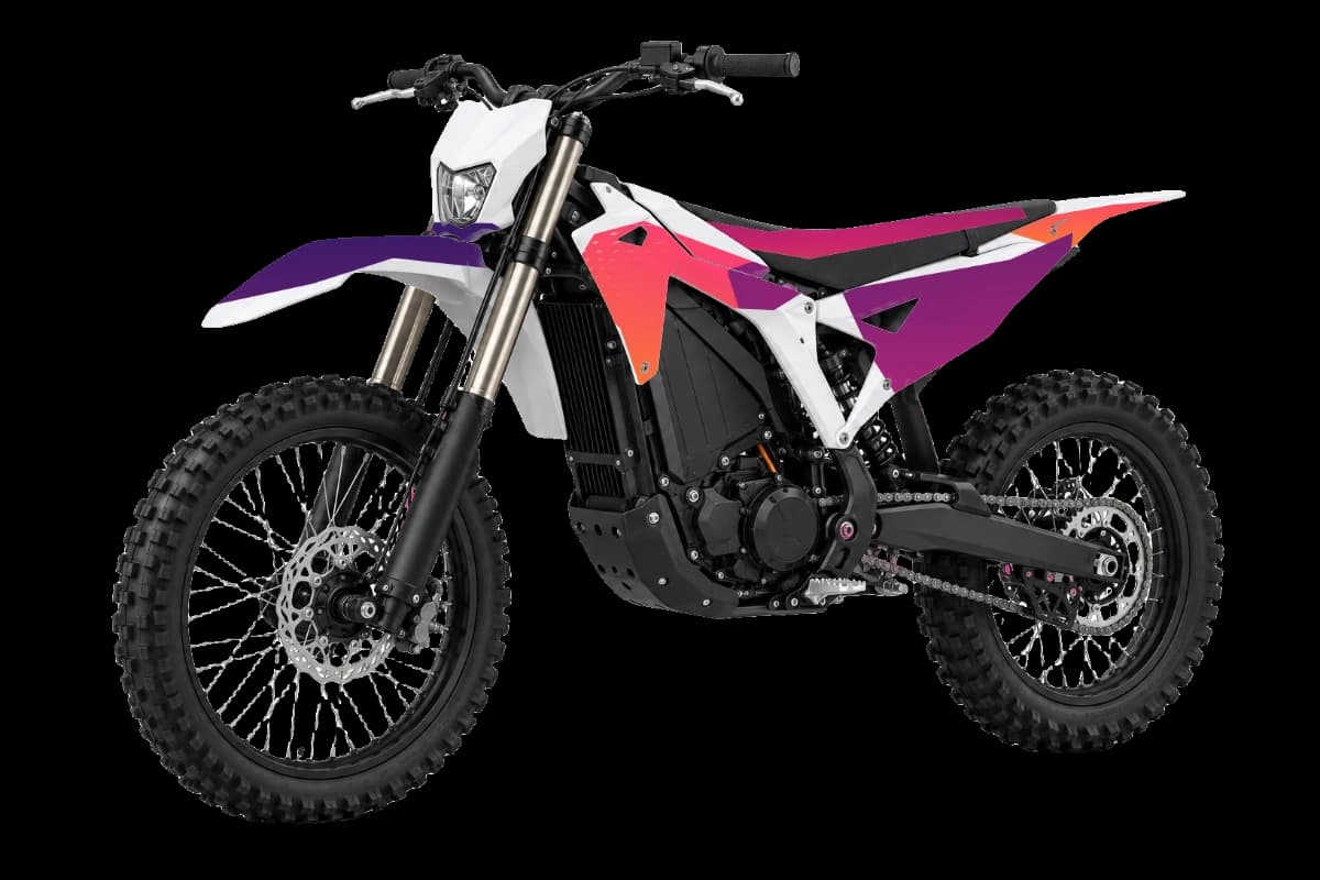Gradient fade style dirt bike graphics kit on a Talaria Komodo
