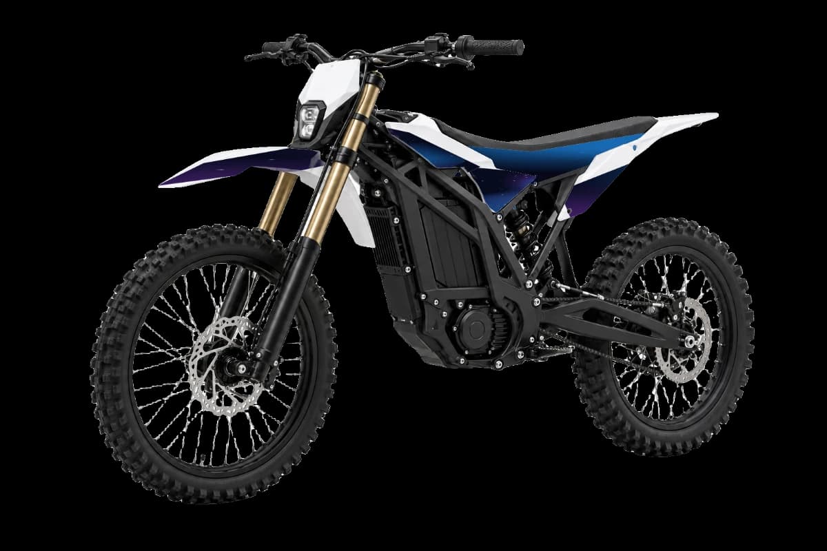 Galaxy style dirt bike graphics kit on a Talaria Sting