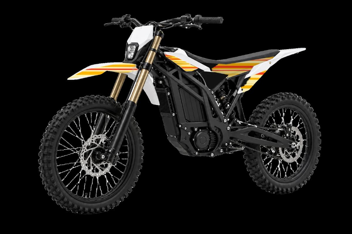Flame graphics on a Talaria Sting electric dirt bike