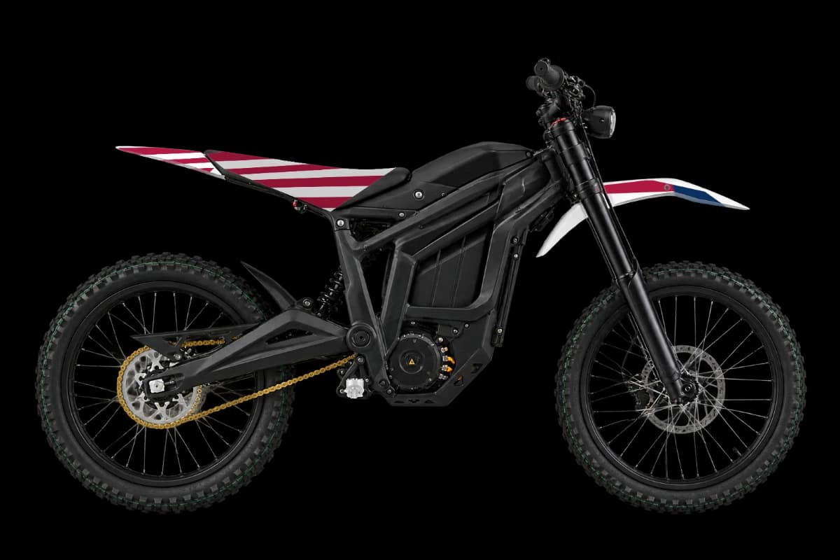 American flag style dirt bike graphics kit on a Talaria Sting