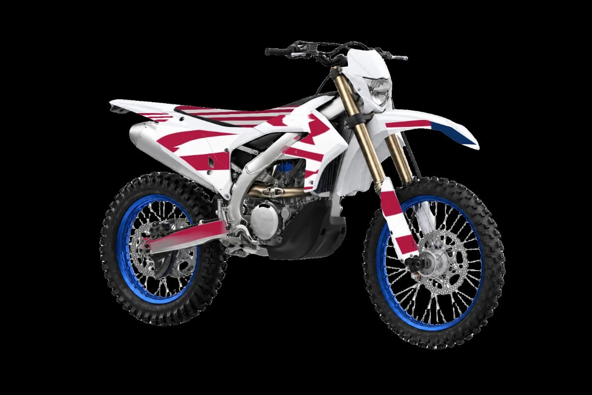 American flag style dirt bike graphics kit on a Yamaha WR250F