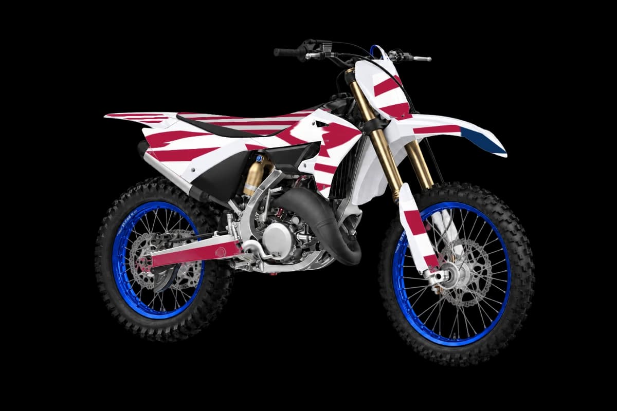 American flag style dirt bike graphics kit on a Yamaha YZ125X