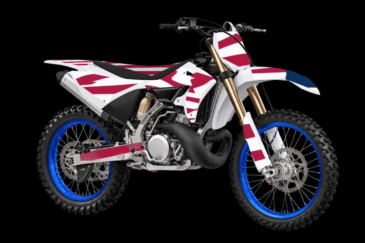 American flag style dirt bike graphics kit on a Yamaha YZ250