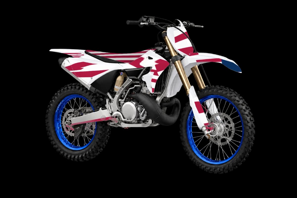 American flag style dirt bike graphics kit on a Yamaha YZ250X