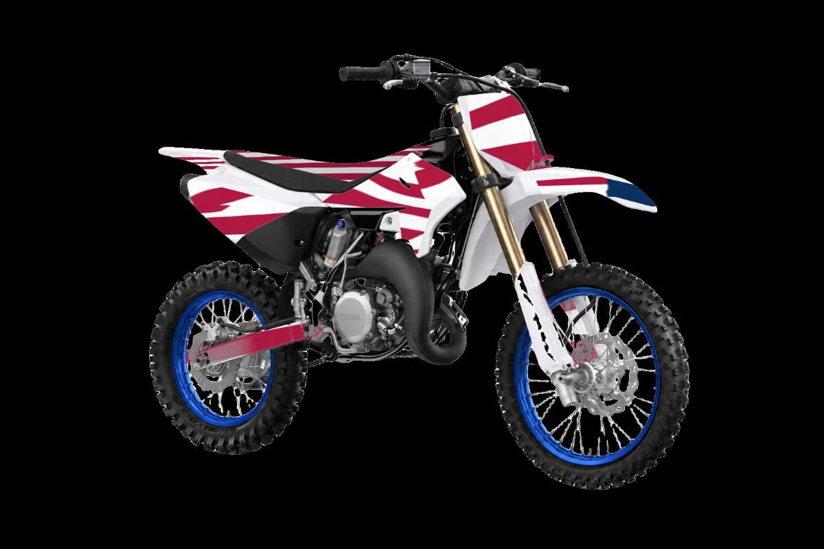 American flag style dirt bike graphics kit on a Yamaha YZ85