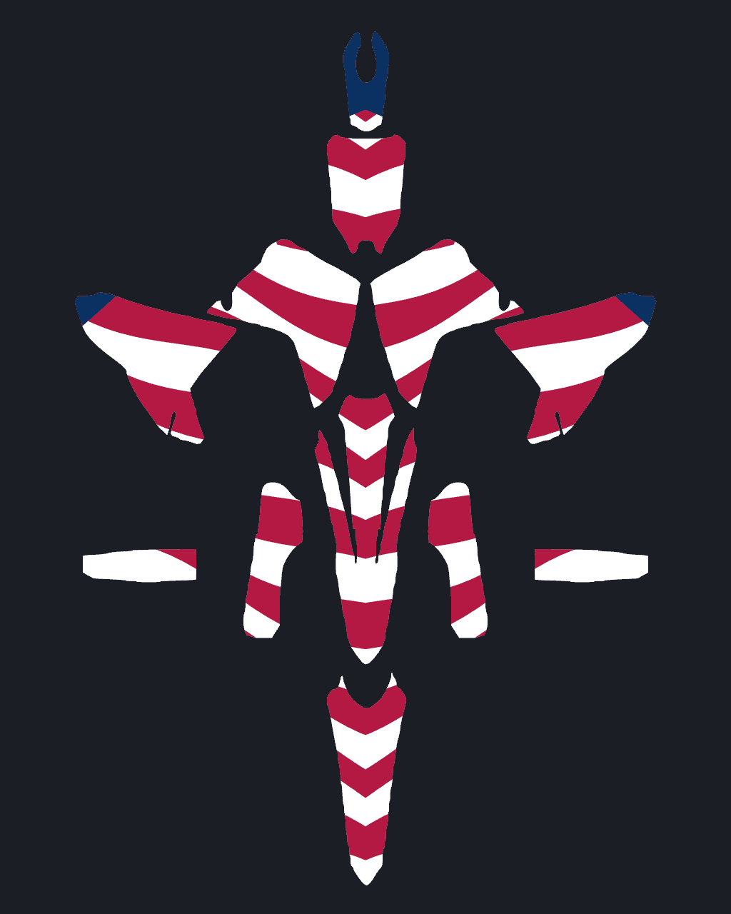 American flag dirt bike graphics print sheet with every panel laid out