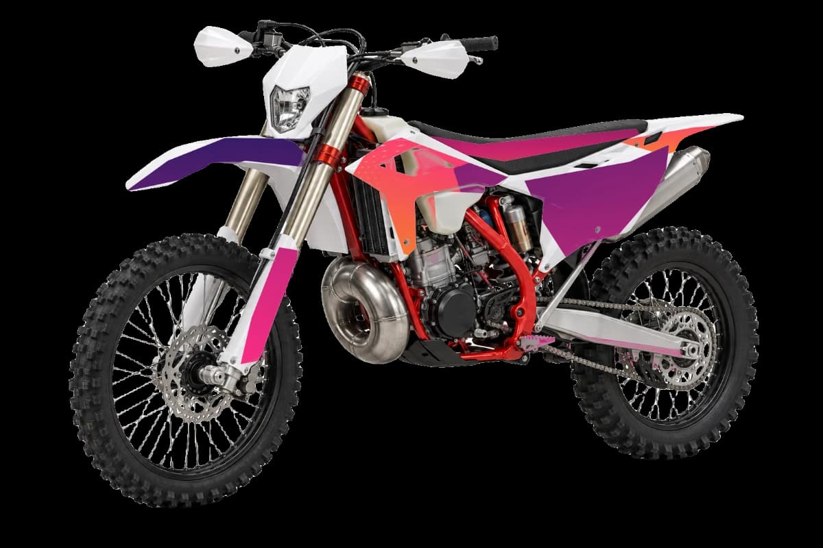 Gradient fade style dirt bike graphics kit on a Beta RR X-PRO 250 2T