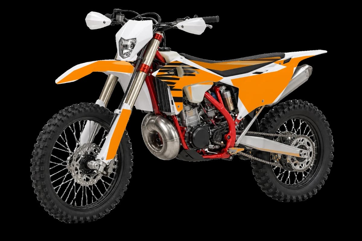Tiger stripe style dirt bike graphics kit on a Beta RR X-PRO 250 2T