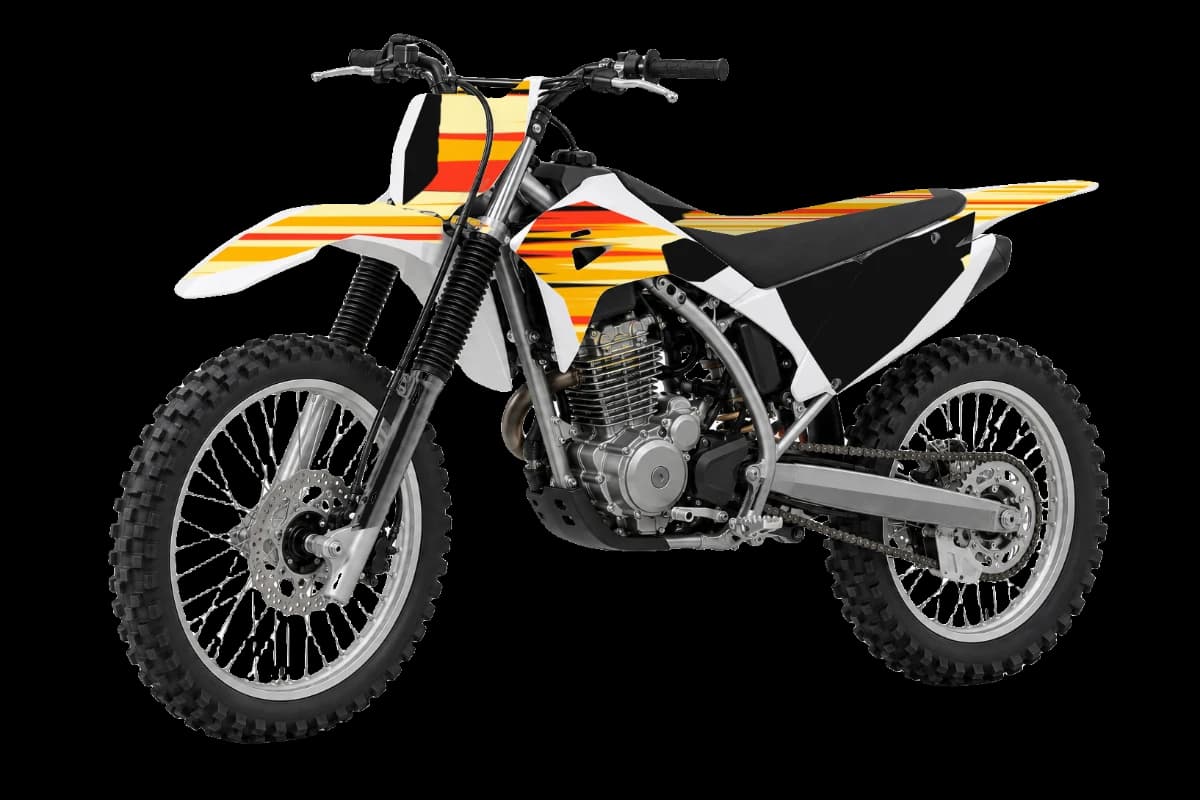 Flame style dirt bike graphics kit on a Honda CRF300F