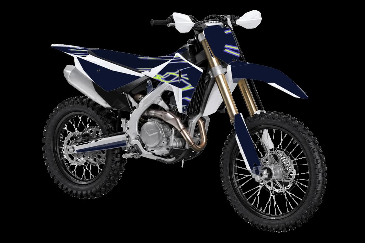 Lightning style dirt bike graphics kit on a Honda CRF450RX