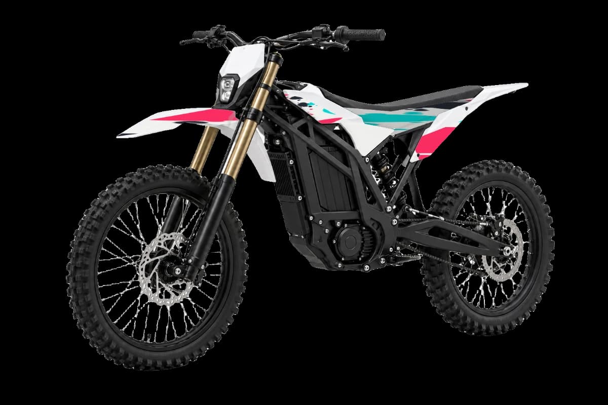 Paint splatter graphics on a Talaria Sting electric dirt bike
