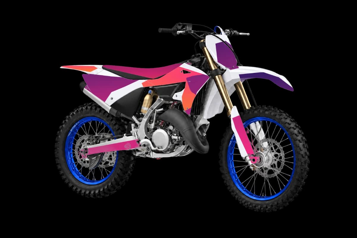 Gradient fade style dirt bike graphics kit on a Yamaha YZ125X